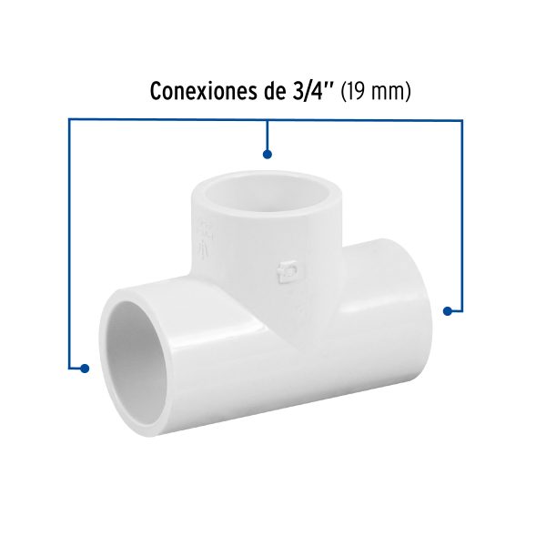 45421 - Tee sencilla de PVC 3/4', Foset