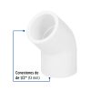 45414 - Codo 45° de PVC de 1/2', Foset