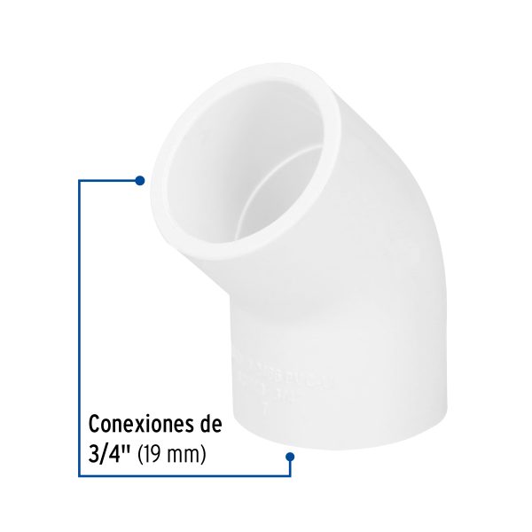 45415 - Codo 45° de PVC de 3/4', Foset