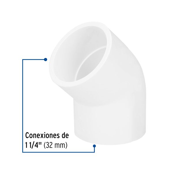 45526 - Codo 45° de PVC de 1-1/4', Foset