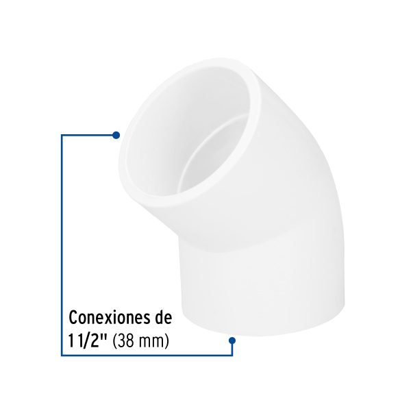 45527 - Codo 45° de PVC de 1-1/2', Foset