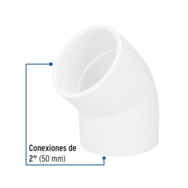 45528 - Codo 45° de PVC de 2', Foset
