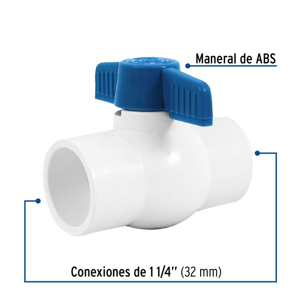 49159 - Válvula de esfera de PVC 1 1/4' para cementar, Foset