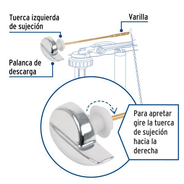 40008 - Palanca lateral metálica cromada para WC, FOSET