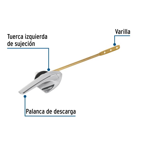 45398 - Palanca frontal metálica cromada robusta para WC, FOSET