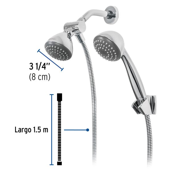 45788 - Regadera 3-1/4' con extensión tipo teléfono, Foset Aero