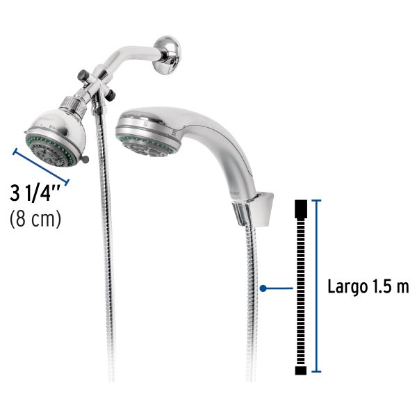 49433 - Regadera 3' con extensión tipo teléfono 5 funciones, Aqua