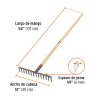 100493 - Rastrillo recto de 14 dientes, mango de 54', Truper
