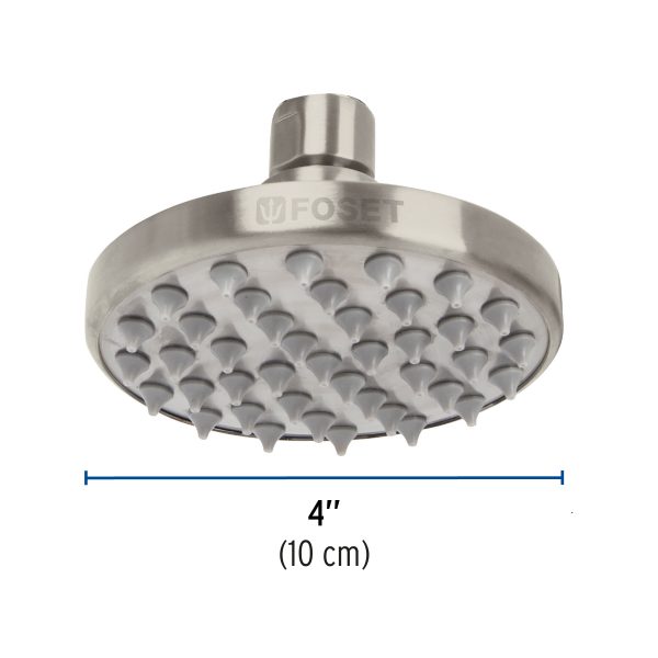 45581 - Regadera satín 4' plato redondo, sin brazo, Foset Element