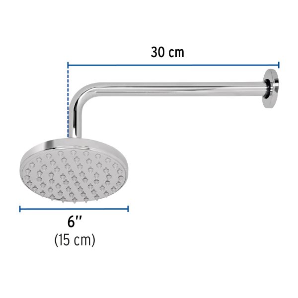 49576 - Regadera cromo 6' plato redondo, con brazo, Foset Element
