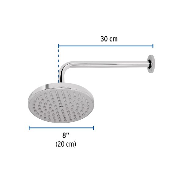 49577 - Regadera cromo 8' plato redondo, con brazo, Foset Element