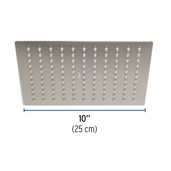 45782 - Regadera plato cuadrado 10' sin brazo, satín, FOSET RIVIERA