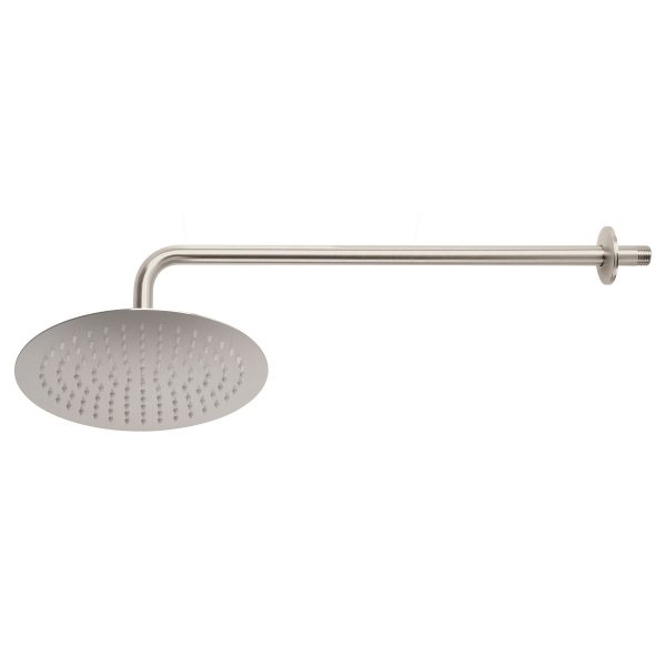 45078 - Regadera plato redondo 10' con brazo, satín, FOSET RIVIERA