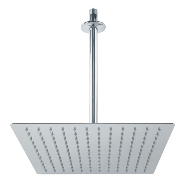 45775 - Regadera plato cuadrado 12' con brazo, cromo, FOSET RIVIERA