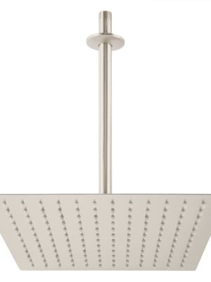 45776 - Regadera plato cuadrado 12' con brazo, satín, FOSET RIVIERA