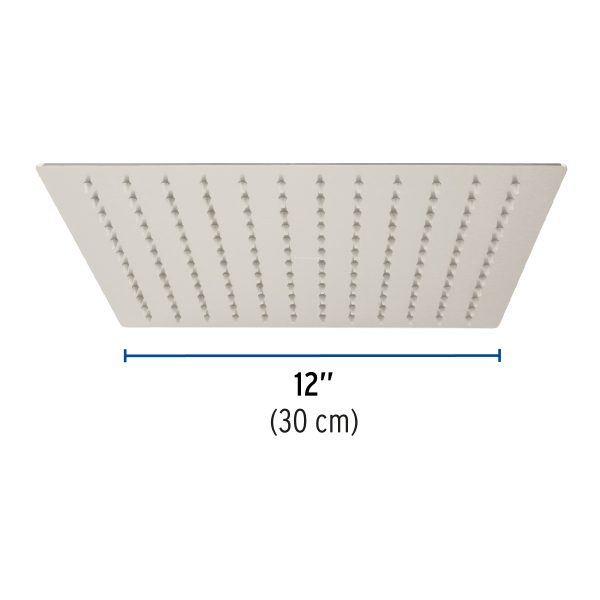 45784 - Regadera plato cuadrado 12' sin brazo, satín, FOSET RIVIERA