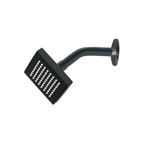 46744 - Regadera cuadrada ABS 4' acabado negro mate con brazo, Foset