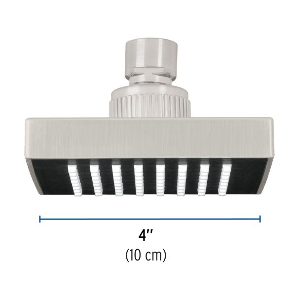46739 - Regadera cuadrada ABS 4' acabado satín sin brazo, Foset