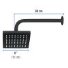 46746 - Regadera cuadrada ABS 6' acabado negro mate con brazo, Foset