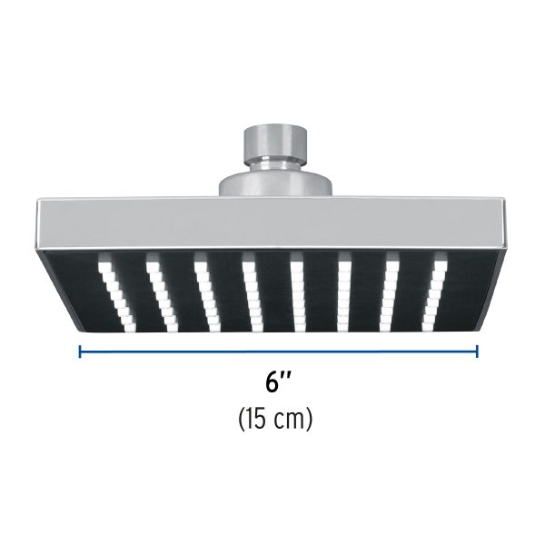 46735 - Regadera cuadrada ABS 6' acabado cromo sin brazo, Foset