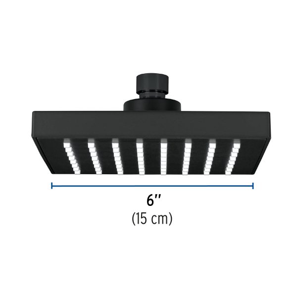 46747 - Regadera cuadrada ABS 6' acabado negro mate sin brazo, Foset