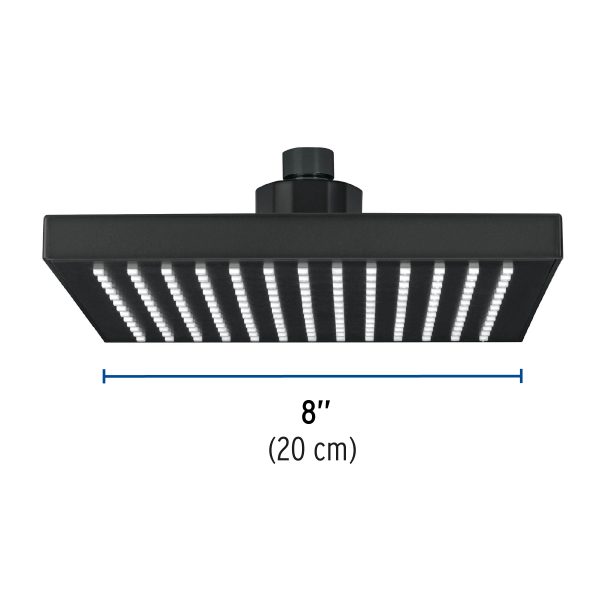 46749 - Regadera cuadrada ABS 8' acabado negro mate sin brazo, Foset