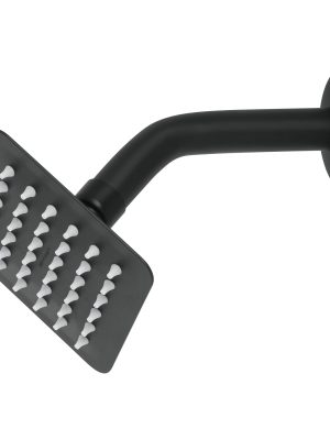 47746 - Regadera cuadrada 4', acero inox, con brazo, negro, Túbig