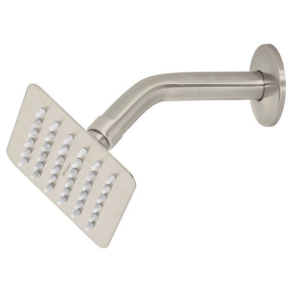 47740 - Regadera cuadrada 4', acero inox, con brazo, satín, Túbig