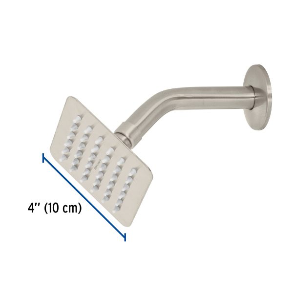 47740 - Regadera cuadrada 4', acero inox, con brazo, satín, Túbig