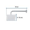 47736 - Regadera cuadrada 6', acero inox, con brazo, cromo, Túbig