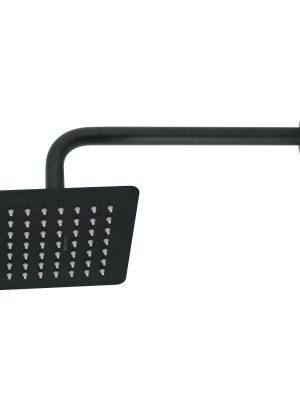 47748 - Regadera cuadrada 6', acero inox, con brazo, negro, Túbig