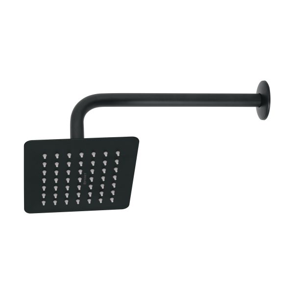 47748 - Regadera cuadrada 6', acero inox, con brazo, negro, Túbig