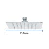 47737 - Regadera cuadrada 6', acero inox, sin brazo, cromo, Túbig
