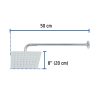 47738 - Regadera cuadrada 8', acero inox, con brazo, cromo, Túbig