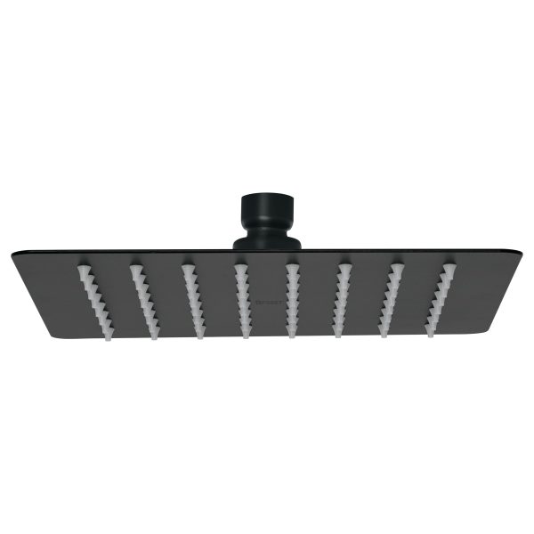 47751 - Regadera cuadrada 8', acero inox, sin brazo, negro, Túbig