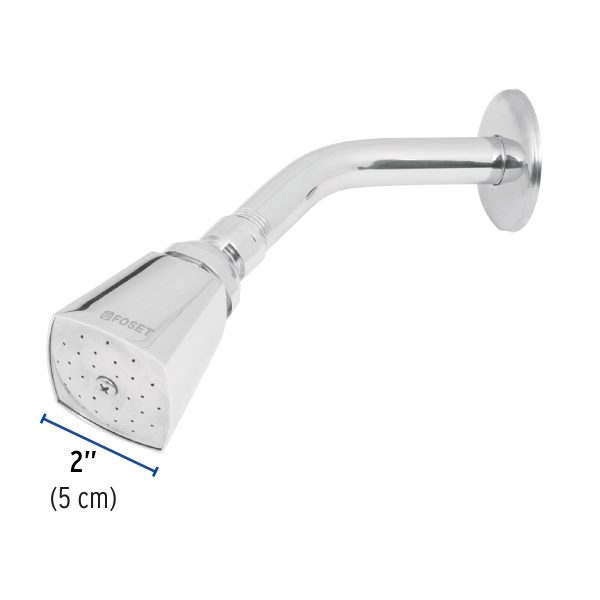 49248 - Regadera cuadrada 2' brazo y chapetón de acero, Foset Aqua