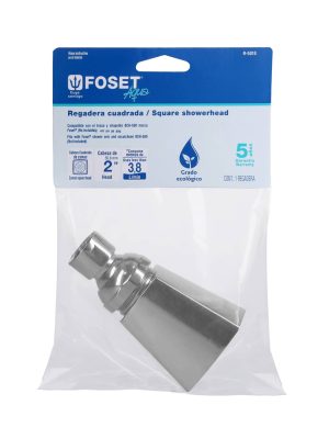 44494 - Regadera cuadrada metálica 2' sin brazo, Foset Aqua