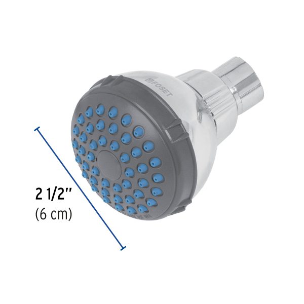 49412 - Regadera redonda de ABS 2-1/2' gris-cromo sin brazo, Basic