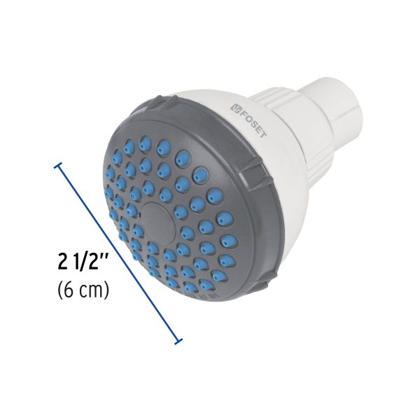 48294 - Regadera redonda de ABS 2-1/2' gris-blanca sin brazo, Basic