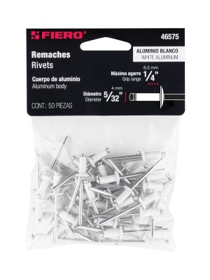 46575 - Bolsa c/50 remaches 5/32'x1/4' blancos aluminio, ala 5/16'