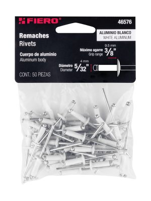 46576 - Bolsa c/50 remaches 5/32'x3/8' blancos aluminio, ala 5/16'
