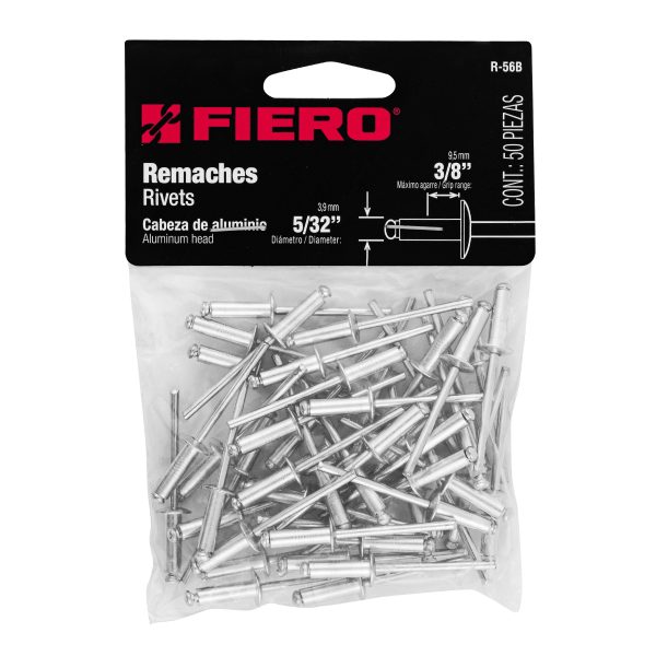 44526 - Bolsa con 50 remaches 5/32' x 3/8' de aluminio, ala 5/16'