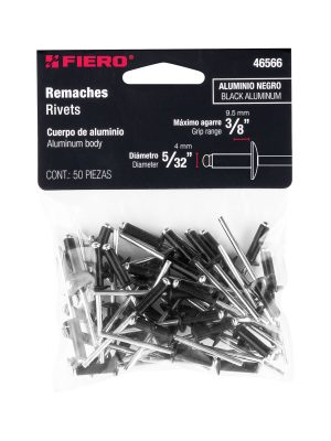 46566 - Bolsa c/50 remaches 5/32'x3/8' negros de aluminio, ala 5/16'