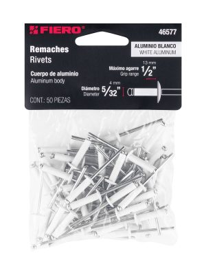 46577 - Bolsa c/50 remaches 5/32'x1/2' blancos aluminio, ala 5/16'