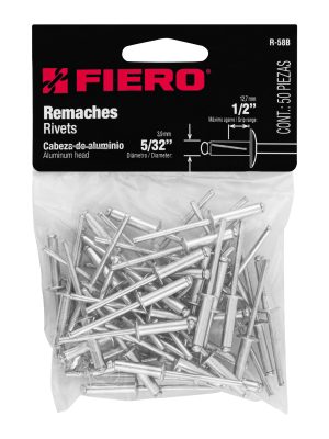 44527 - Bolsa con 50 remaches 5/32' x 1/2' de aluminio, ala 5/16'