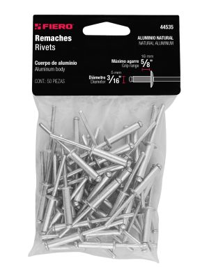 44535 - Bolsa con 50 remaches 3/16' x 5/8' de aluminio, ala 3/8'