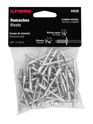 44528 - Bolsa con 50 remaches 3/16' x 1/8' de aluminio, ala 3/8'