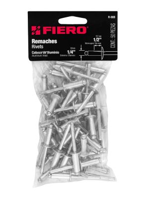44534 - Bolsa con 50 remaches de 1/4' x 1/2' de aluminio, ala 1/2'
