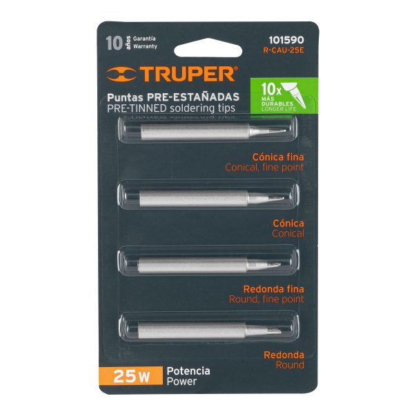 101590 - Juego de 4 puntas para cautín CAU-25E, Truper