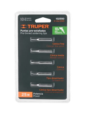 102550 - Juego de 5 puntas para cautín CAU-25R, Truper